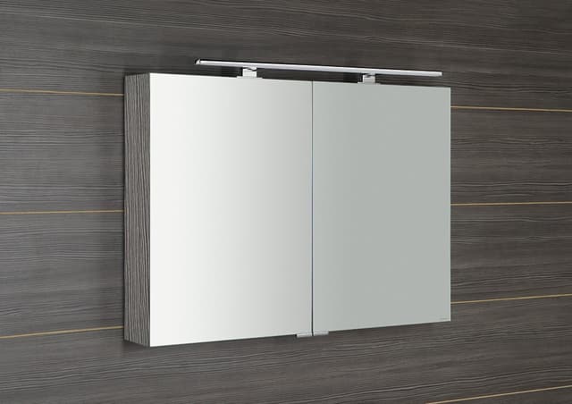 MIRRÓ szafka z lustrem z oświetleniem LED, 100x70x16cm, dąb srebrny