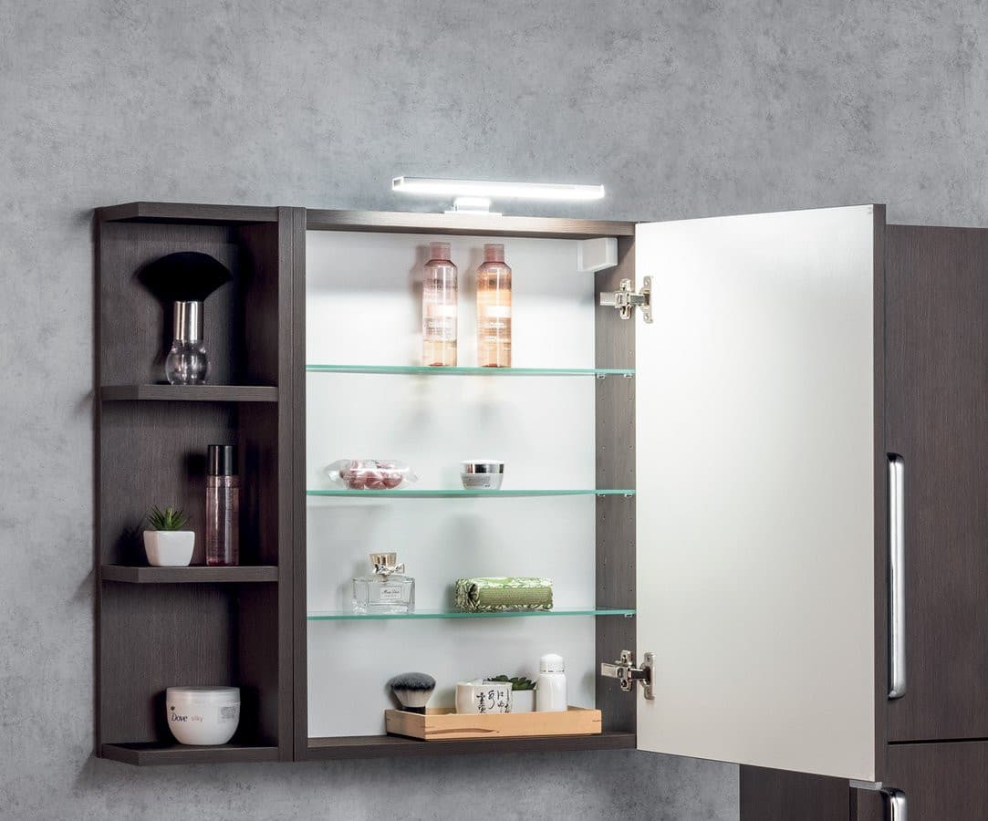 RIWA szafka z lustrem, oświetlenie LED, 60x70x17cm, sosna rustykalna