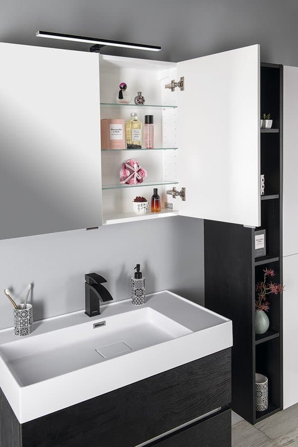 RIWA szafka z lustrem, oświetlenie LED, 81x70x17cm, wiąz Bardini