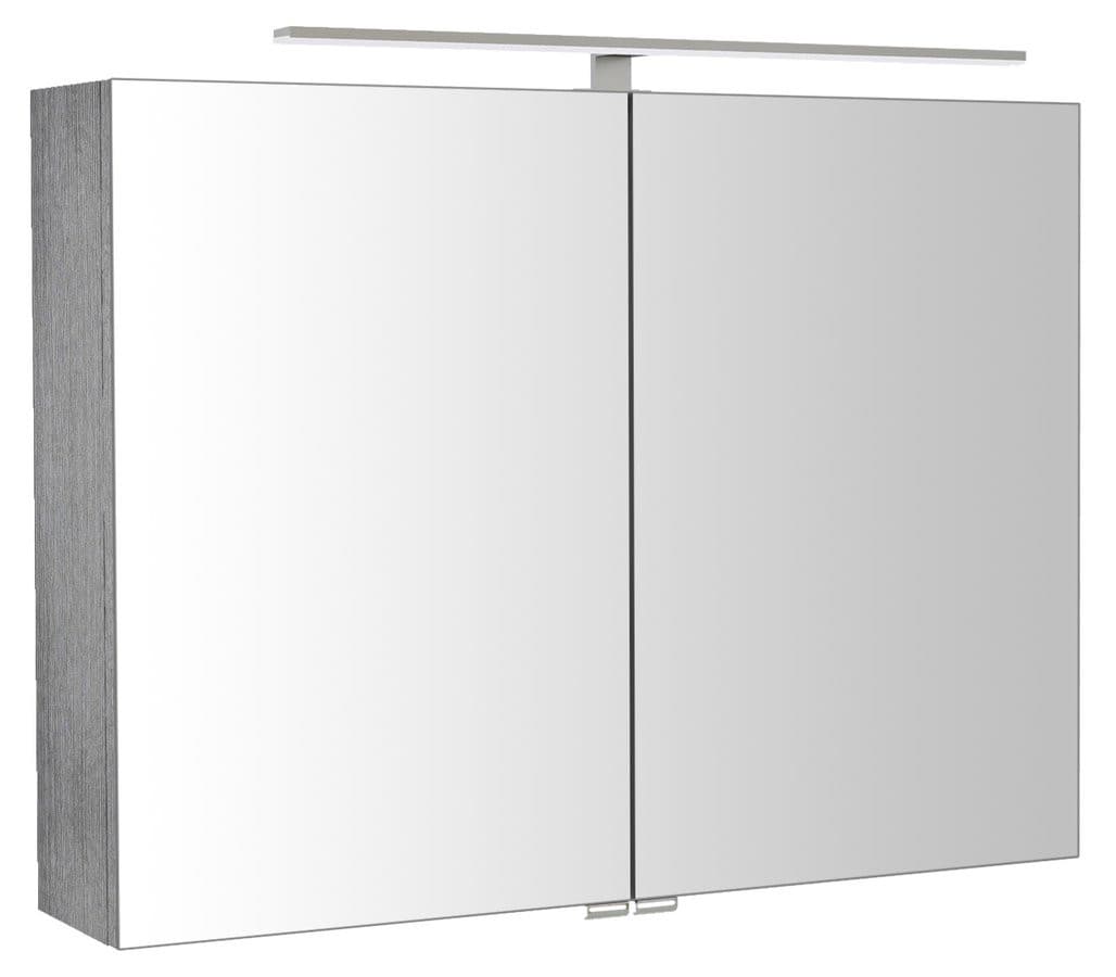 RIWA szafka z lustrem, oświetlenie LED, 81x70x17cm, dąb srebrny