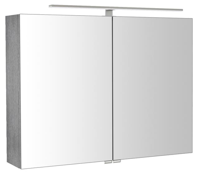 RIWA szafka z lustrem, oświetlenie LED, 81x70x17cm, dąb srebrny