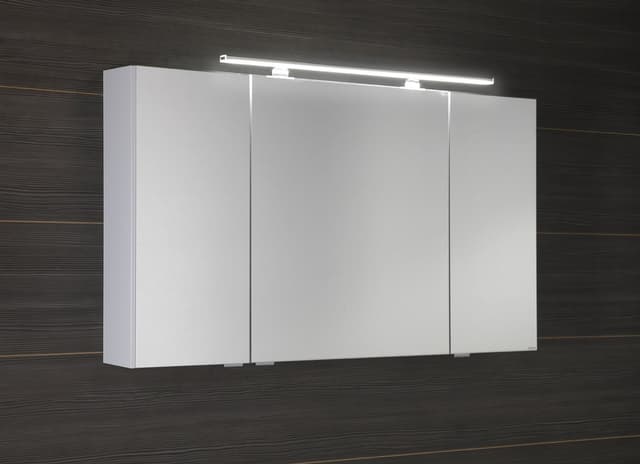 RIWA szafka z lustrem, oświetlenie LED, 3 drzwiczki, 121x70x17cm, dąb srebrny