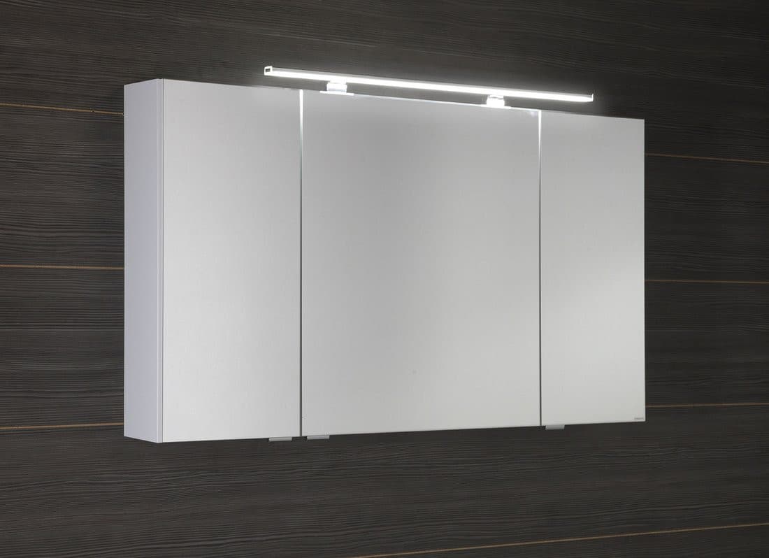 RIWA szafka z lustrem, oświetlenie LED, 3 drzwiczki, 121x70x17cm, sosna rustykalna