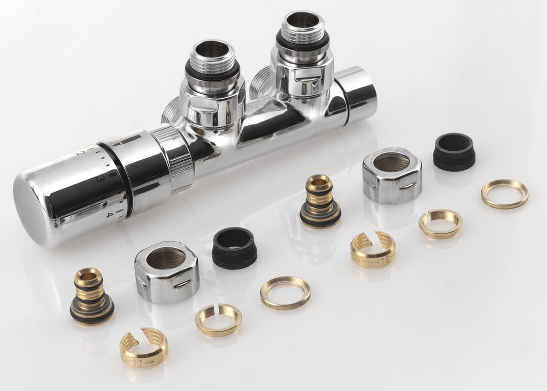 TWIN zestaw przyłączeniowy zespolony termostayczny, lewy, chrom