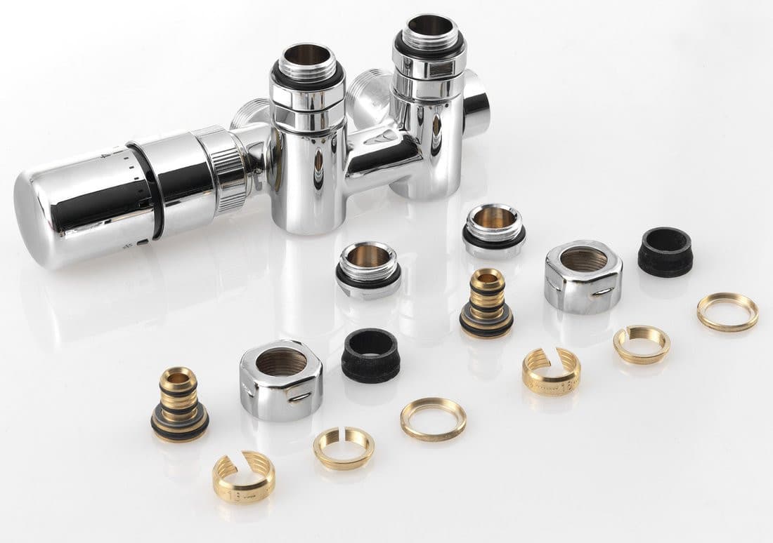 TWIN COMBI zestaw przyłączeniowy zespolony termostatyczny, lewy, chrom