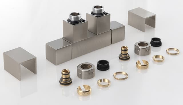 CUBE TWIN zestaw przyłączeniowy zespolony, stal nierdzewna mat