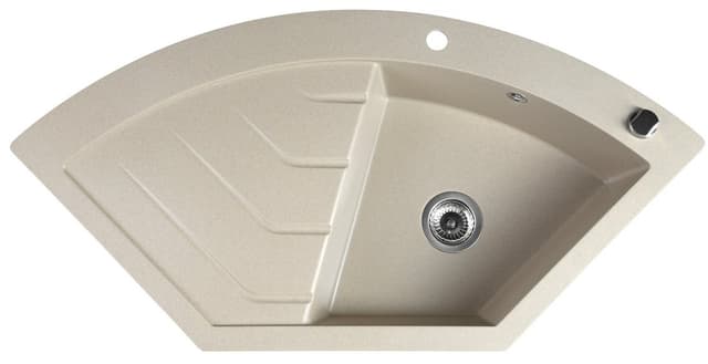 Zlewozmywak granitowy narożny jednokomorowy z ociekaczem, 114x57,5cm, beżowy