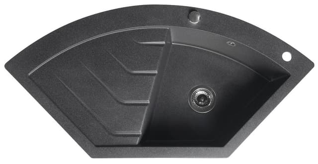 Zlewozmywak granitowy narożny jednokomorowy z ociekaczem, 114x57,5cm, czarny