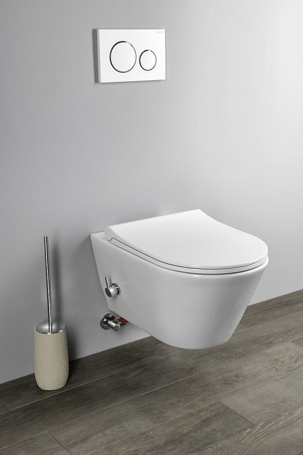 AVVA CLEANWASH WC wiszące, z prysznicem bidetowym i baterią, Rimless, 35,5x53cm, biały
