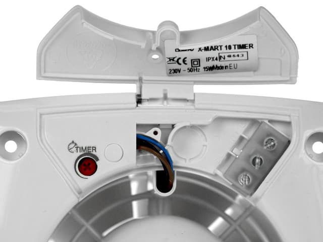 X-MART 12T wentylator łazienkowy z wył. czasowym, 20W, wylot 120mm, biały