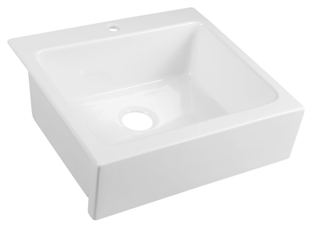 ARYA zlewozmywak ceramiczny z otworem na baterię 66x62cm, biały