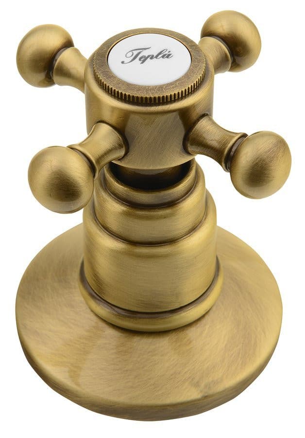 ANTEA bateria umywalkowa trzyelementowa z wylewką retro, z odpływem, brąz