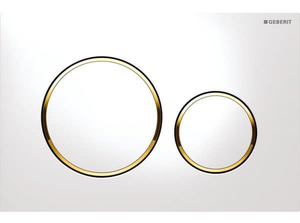 GEBERIT SIGMA20 przycisk spłukujący, dual flush, biały połysk/złoto