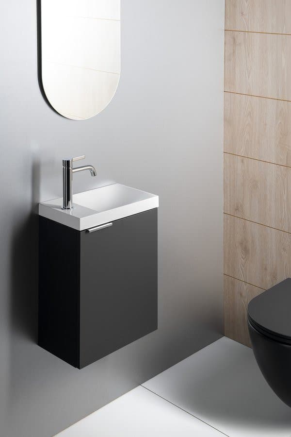 AGOS umywalka kompozytowa bez przelewu 40x22cm, biały, lewa/prawa