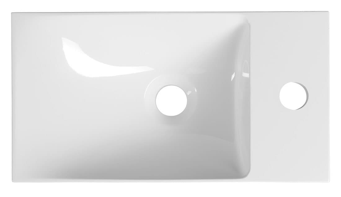 AGOS umywalka kompozytowa bez przelewu 40x22cm, biały, lewa/prawa