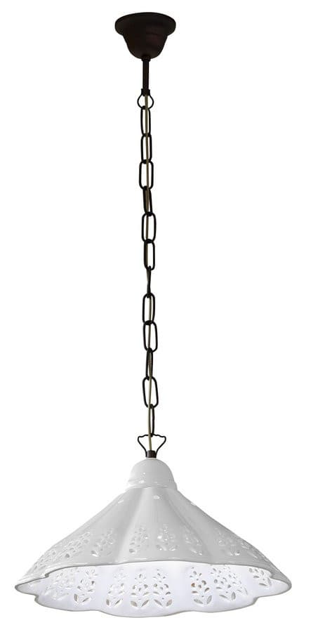 LAMPEDUSA lampa wisząca E27, 60W, 230V, IP21, klosz ceramiczny, mosiężny łańcuch