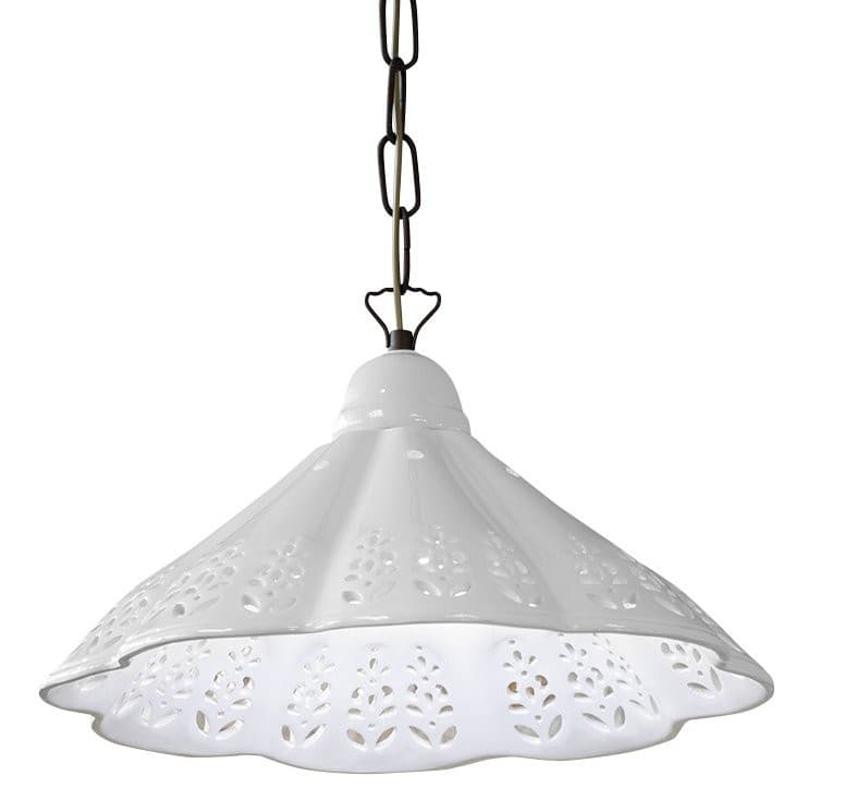 LAMPEDUSA lampa wisząca E27, 60W, 230V, IP21, klosz ceramiczny, mosiężny łańcuch