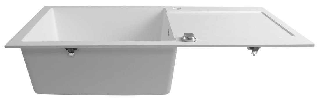 Zlewozmywak granitowy wpuszczany jednokomorowy z ociekaczem, 97x50cm, biały