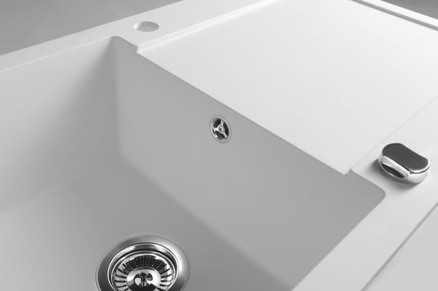 Zlewozmywak granitowy wpuszczany jednokomorowy z ociekaczem, 97x50cm, biały