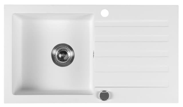 Zlewozmywak granitowy wpuszczany jednokomorowy z ociekaczem, 78x44cm, biały