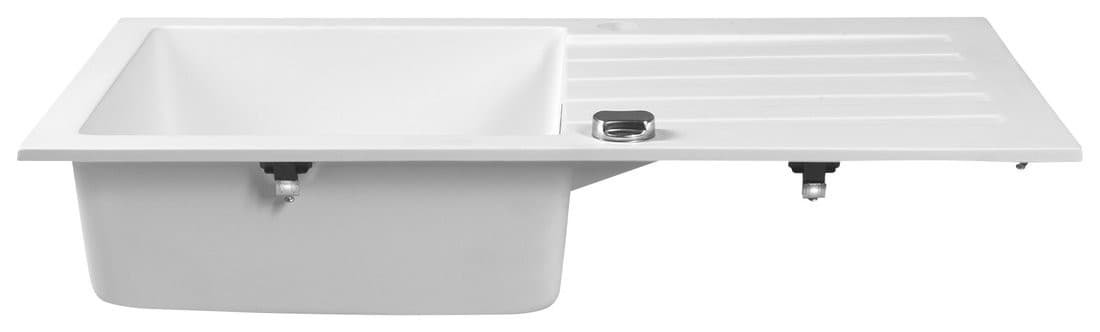 Zlewozmywak granitowy wpuszczany jednokomorowy z ociekaczem, 78x44cm, biały
