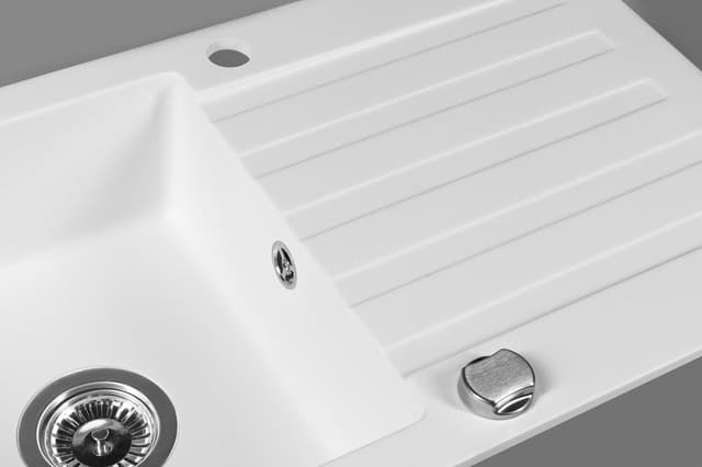 Zlewozmywak granitowy wpuszczany jednokomorowy z ociekaczem, 78x44cm, biały