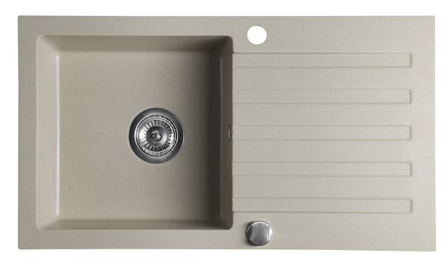 Zlewozmywak granitowy wpuszczany jednokomorowy z ociekaczem, 77x44cm, beżowy