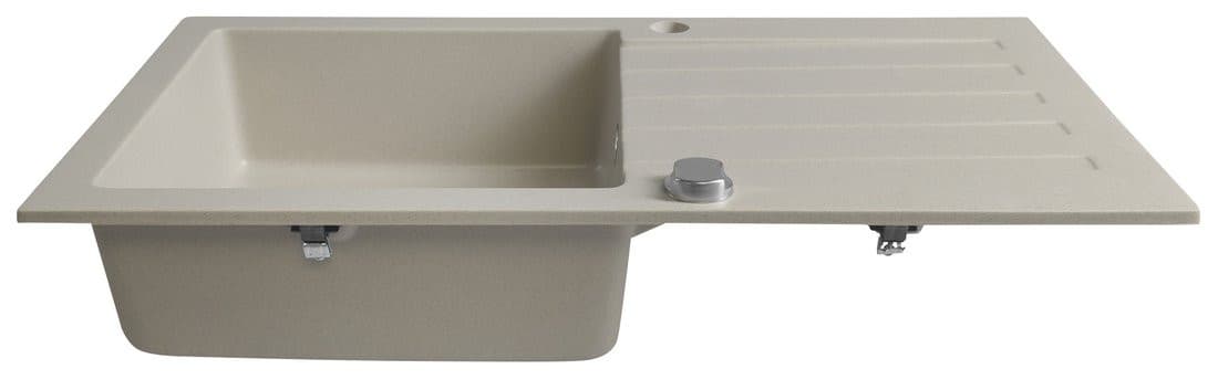 Zlewozmywak granitowy wpuszczany jednokomorowy z ociekaczem, 77x44cm, beżowy