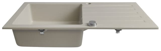 Zlewozmywak granitowy wpuszczany jednokomorowy z ociekaczem, 77x44cm, beżowy
