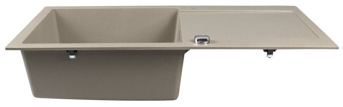 Zlewozmywak granitowy wpuszczany jednokomorowy z ociekaczem, 97x50cm, beżowy