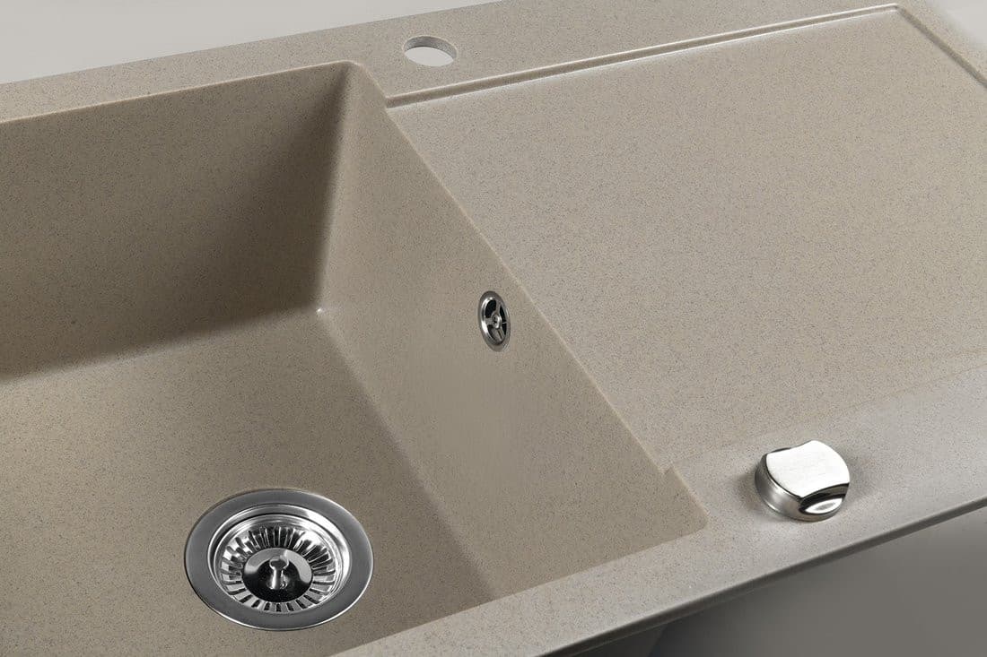 Zlewozmywak granitowy wpuszczany jednokomorowy z ociekaczem, 97x50cm, beżowy