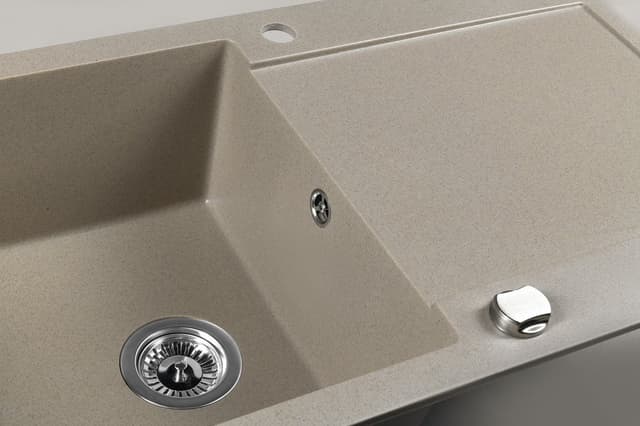 Zlewozmywak granitowy wpuszczany jednokomorowy z ociekaczem, 97x50cm, beżowy