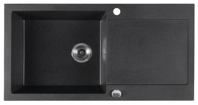 Zlewozmywak granitowy wpuszczany jednokomorowy z ociekaczem, 97x50cm, czarny