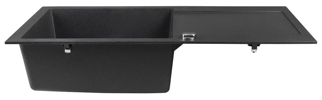 Zlewozmywak granitowy wpuszczany jednokomorowy z ociekaczem, 97x50cm, czarny