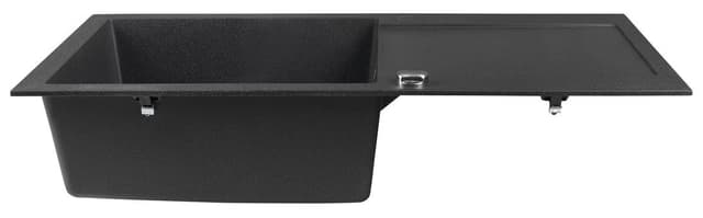 Zlewozmywak granitowy wpuszczany jednokomorowy z ociekaczem, 97x50cm, czarny