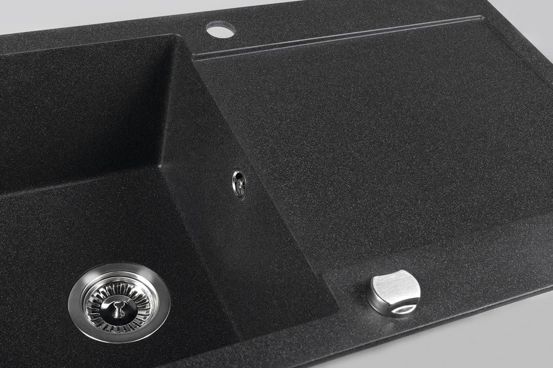 Zlewozmywak granitowy wpuszczany jednokomorowy z ociekaczem, 97x50cm, czarny