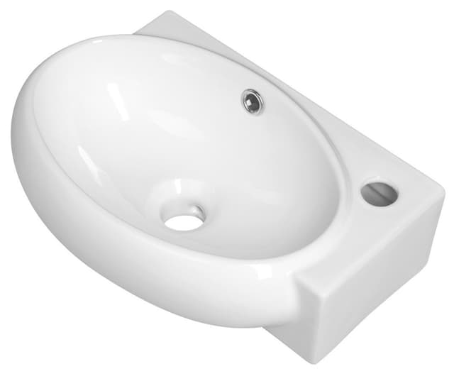 RIBERA umywalka ceramiczna narożna 43x28,5 cm, otwór na baterię po prawej strony