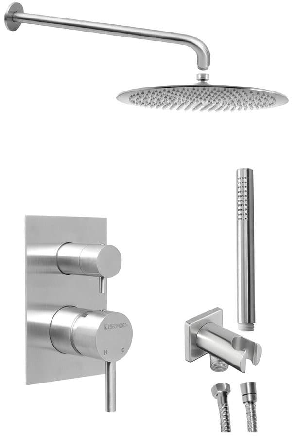 MINIMAL zestaw prysznicowy z baterią podtynkową, 2 wyjścia, stal nierdzewna mat