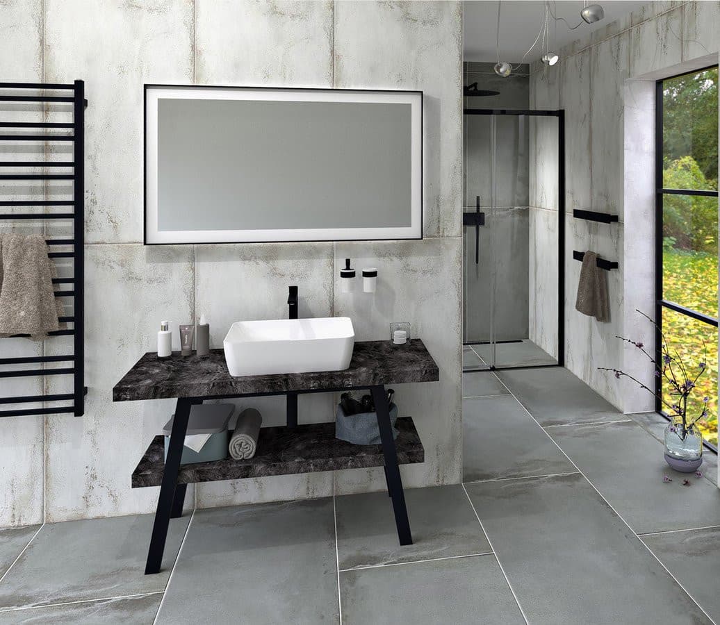 TWIGA konsola pod umywalkę 130x72x50 cm, czarny mat/kamień szary