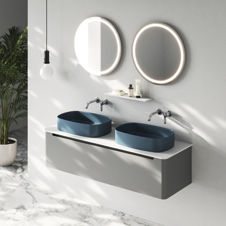 INFINITY OVAL umywalka ceramiczna nablatowa 55x36cm, petrol mat