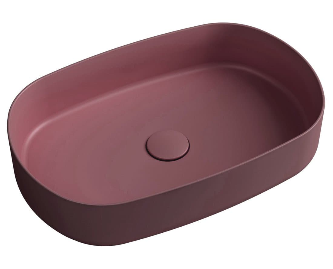 INFINITY OVAL umywalka ceramiczna nablatowa 55x36cm, maroon red mat