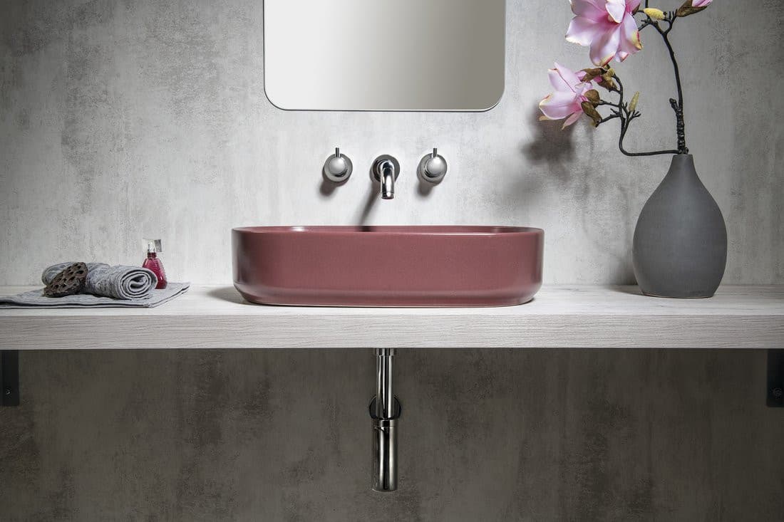 INFINITY OVAL umywalka ceramiczna nablatowa 55x36cm, maroon red mat