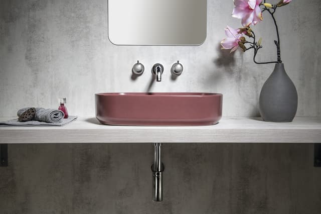 INFINITY OVAL umywalka ceramiczna nablatowa 55x36cm, maroon red mat