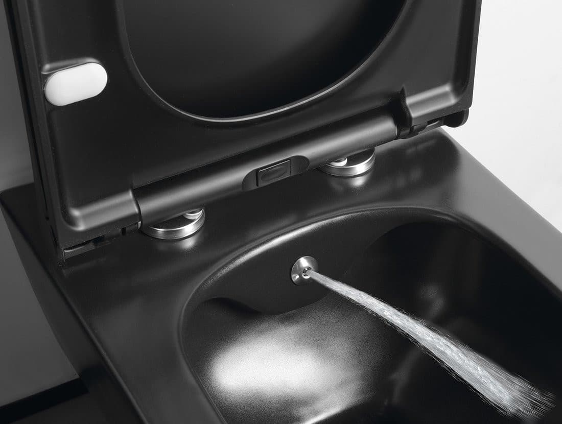 AVVA CLEANWASH WC wiszące z funkcją bidetu, Rimless, 35,5x53cm, czarny mat