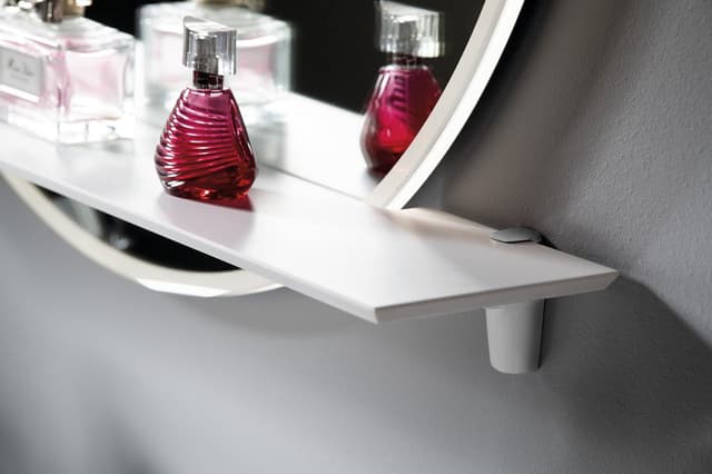 VISO okrągłe lustro z oświetleniem LED, ø 80cm, półką, biały mat