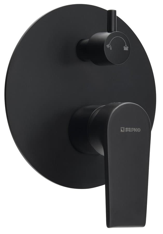 KAI bateria prysznicowa podtynkowa, 2 wyjścia, obrotowy przełącznik, czarny mat