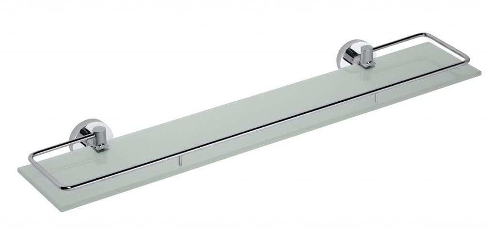 X-ROUND E półka szklana ze składanym drążkiem 600x130mm, szkło mleczne, chrom