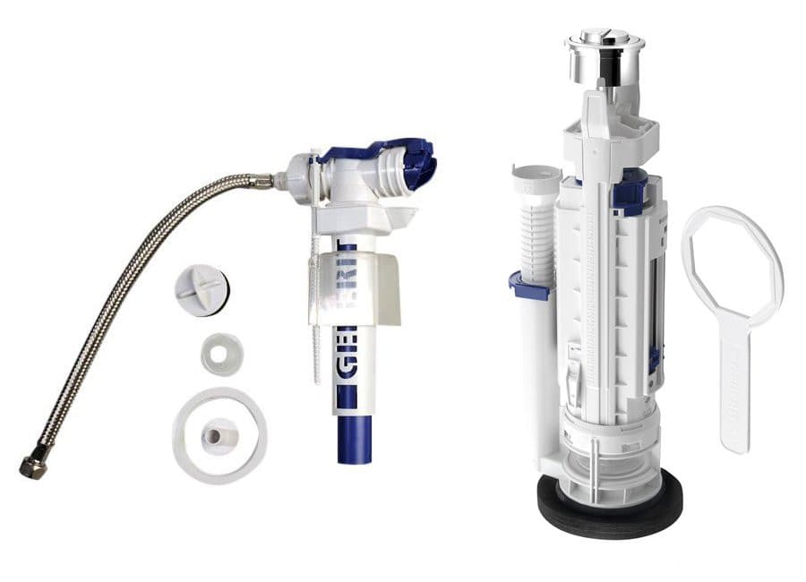 Mechanizm spłukujący z DUAL przyciskiem, napełnianie od dołu 1/2", chrom