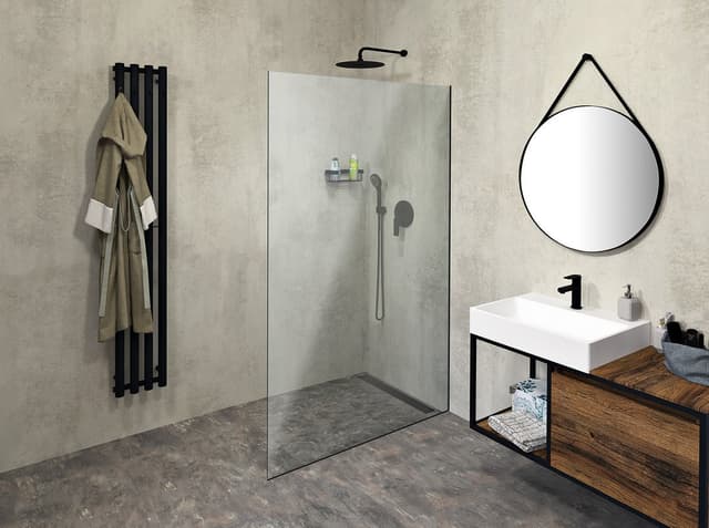 ARCHITEX Zestaw do montażu szkła, podłoga/ściana, maksymalna szerokość 1200mm, czarny mat