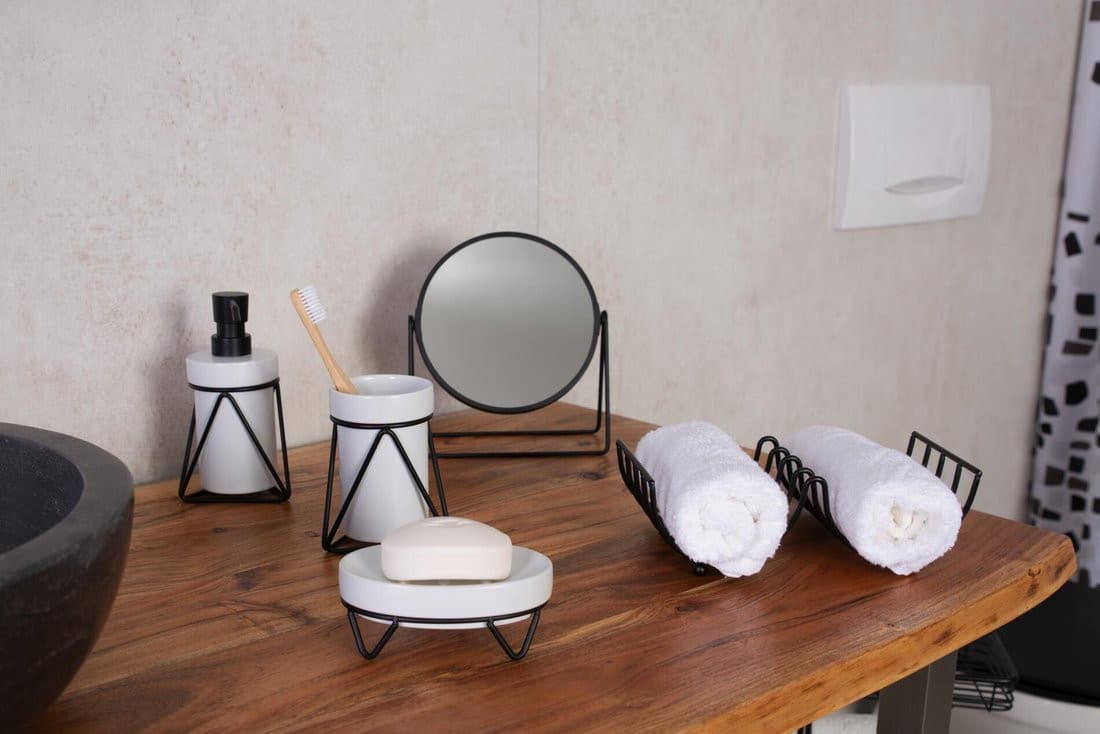 SUMMER lusterko kosmetyczne, średnica 160mm, dwustronne, czarny